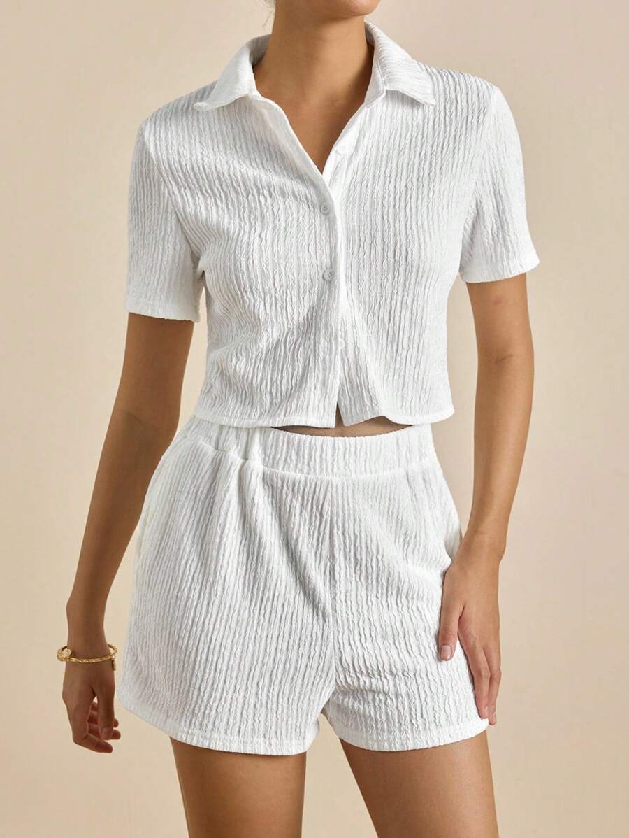 Airaco Women Summer Versatile White Short Sleeve Top And Shorts 2 Pieces Set, Casual Outfit - White - View 1