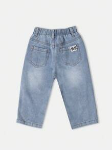 SUMWON 男婴宽松牛仔裤，弹力踝部经典日常休闲舒适玩耍裤，适合儿童四季裤