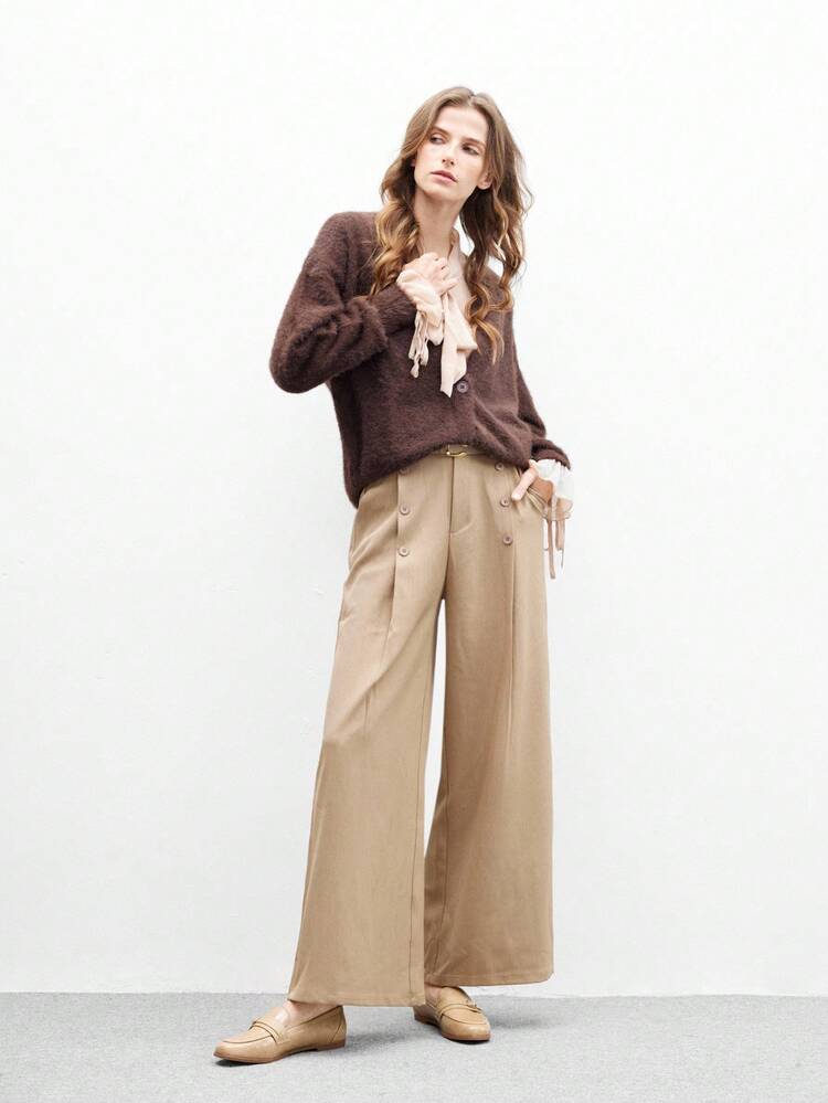 CUCCOO BIZCHIC Women's Apricot Color With Gold Buttons Fashionable Flats