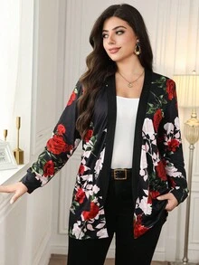 Reflora Áo len cardigan họa tiết hoa hồng lãng mạn thanh lịch cỡ lớn - Nhiều màu - Xem 3
