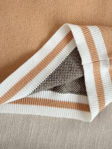 Young Boy PrepCrw Letter Print Crew Neck Long Sleeve Sweater Boys Brown Sweater Preppy For Fall Autumn Winter, Casual Varsity Sweaters - Multicolor - View 5