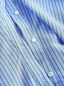 SHEIN MOD 2 件套加大码蓝白条纹衬衫和蕾丝吊带裙，温布尔登风格，温布尔登服装 - 彩色 - 查看 7