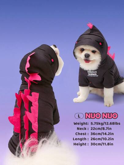 GODZILLAxKONG X SHEIN 1pc Cosplay Pet Cat/Dog Hooded Sweatshirt, Size XXS-XXXXL, Extra Small, Extra Large