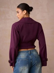 Lumalex Thu Hè Tiền Cũ Lấp Lánh Kỳ Nghỉ Tiệc Tùng Lễ Hội Rave Đi Chơi Kỳ Nghỉ Bohemian BOHO Biển Bãi Biển Nóng Ngoài Trời Nhiều Lớp Phong Phú Mùa Cưới Tiệc Tiệc Trưởng Thành Vai Đệm Cinched Phóng Đại Eo Ve Áo Ngắn Áo Khoác Trench Thường Ngày Hai Hàng Khuy Áo Khoác Blazer Nữ Áo Khoác Blazer Nữ Áo Khoác - Màu tím - Xem 2