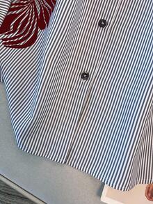SHEIN Clasi Plus Size Casual & Commute Striped Floral Print Shirt - Red - View 5