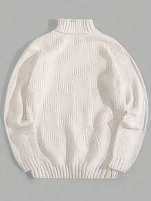 EURMUSE Men Rib Knit Turtle Neck FW Fashion Regular Sweater - Beige - View 3