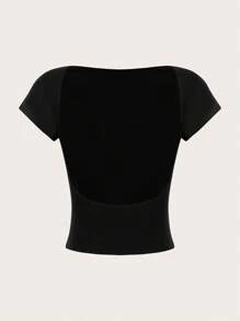 SHEIN Essnce 4入組休閒極簡圓領緊身無背女T恤，適用於夏季 - 彩色 - 查看 12