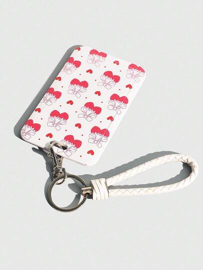 Kawaii Estilo N°: 1477302 Portacartas con tapa deslizante con diseño lindo de moño, fresa y corazón, 1 pieza