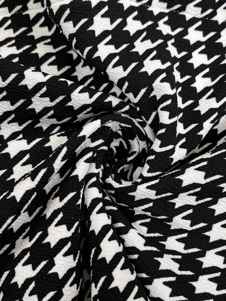 SHEIN 秋装，秋季服装，孕妇装 秋季服装 孕妇装 孕妇休闲通勤装 千鸟格拼接二合一衬衫 孕妇上衣 千鸟格上衣 长袖上衣 系带上衣 女士上衣 - 黑與白 - 查看 7