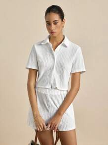 Airaco Women Summer Versatile White Short Sleeve Top And Shorts 2 Pieces Set, Casual Outfit - White - View 5