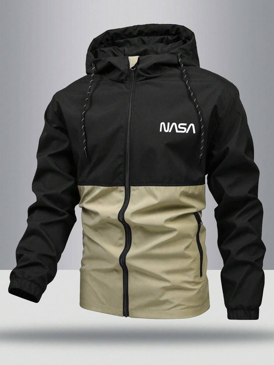 Manfinity Homme Áo khoác nam thu mới, Áo khoác mùa thu và đông, Quần áo ấm ngoài trời mùa thu và đông cho nam, Áo khoác trùm đầu có dây rút họa tiết chữ hai tông màu cho nam, Áo khoác có khóa kéo cho nam, Áo khoác nhẹ cho nam, Áo khoác gió nam, Áo khoác có mũ trùm đầu chống gió bằng lông cừu cho nam, Áo khoác ngoài trời mùa thu và đông cho nam 2025, - Nhiều màu - Xem 1