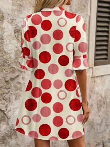 SHEIN Clasi Pink Polka Dot Print Casual Vacation Style Mini Dress, Suitable For Summer & Autumn, Vacation & Party Polkadot Dress Chic Dress