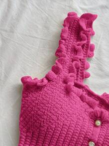 Soleia 女士浪漫休闲度假针织上衣 - 玫紅色 - 查看 3