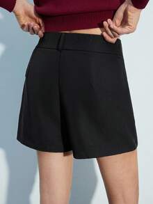 Maija Women's Casual & Commuting Solid Color Button Decor Mini Skirt Valentines Day,Festival - Black - View 5