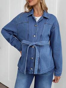 SHEIN 孕妇装 秋季 秋冬 返校季 返校节 万圣节 圣诞节 街头风 生日 机场 商务休闲 女装 乡村 复古 低调 老钱 商务休闲 女装 工作 教师 女装 教堂 女装 休闲水洗 三合一哺乳牛仔外套 宽松版型 女式牛仔外套 带婴儿背带 功能齐全 女式牛仔外套 完美适合忙碌的妈妈们