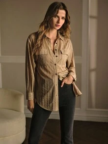 MOTF PREMIUM CAMISA ABOTONADA CON TEXTURA - Albaricoque - Ver 8