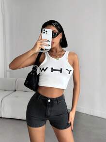 EURMUSE Shorts in jeans casual e lavati in vita alta per l'estate - Grigio - Visualizzare 6