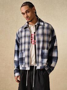 ROMWE MEN Prep 男士休闲通勤格子夹克