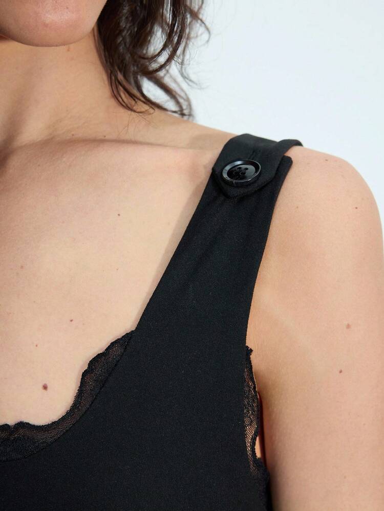 SHEIN Maija Women Solid Color Sleeveless Backless Bodysuit Valentines Day,Festival