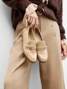 CUCCOO BIZCHIC Women's Apricot Color With Gold Buttons Fashionable Flats - Apricot - View 4