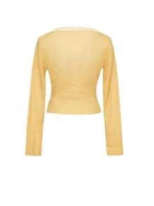 DAZY 蕾丝拼布修身短款开衫，女士长袖，秋季女装