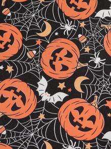 Tween Boys' Halloween Pumpkin Graphic Print Long Sleeve Top And Leggings Set, Pumpkin Lantern Pattern, Snug Fit Pajamas Fall Winter - Multicolor - View 5