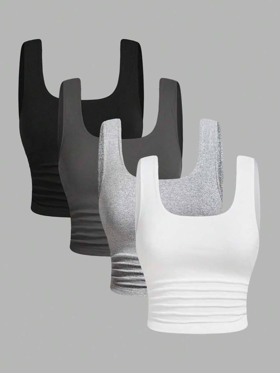 Girlism 少女四色针织紧身休闲吊带背心 - 彩色 - 查看 1