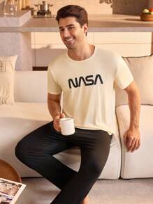 男士休闲基本款英式家居服套装 - 彩色 - 查看 1