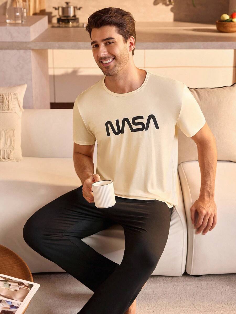 男士休闲基本款英式家居服套装 - 彩色 - 查看 1