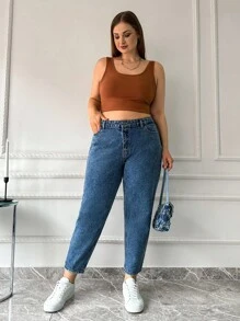 EURMUSE 100%Cotton HIGH WAIST SKINNY LIGHT WASH