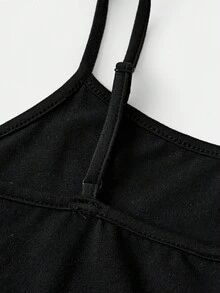 SHEIN Girlism Tween Girls 2pcs/Set All-Match Slim Fit Simple Basic Cami Top Girls Cami Tank Tops Tight Tops Black Cami Cami Tops Black Cami Tops Girls Tank Tops Camisoles For Teens Tank Tops With Bras Teen - Black - View 3