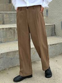 DAZY Quần âu nam cạp chun màu nâu trơn, thích hợp mặc đi làm, trang phục công sở mùa thu - màu nâu - Xem 4