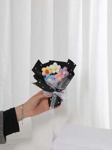 创意仿真花纱花泡芙花配礼袋，妈妈情结，生日礼物，节日礼物，派对礼物返校情人节 - 彩色 - 查看 6