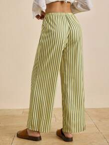 Airaco Women's Striped Tie Waist Wide Leg Loose Casual Pants Fall Cloth For Women