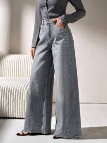 CLARA VERO 高腰阔腿裤 JAN 休闲风格 - 中等水洗藍 - 查看 5