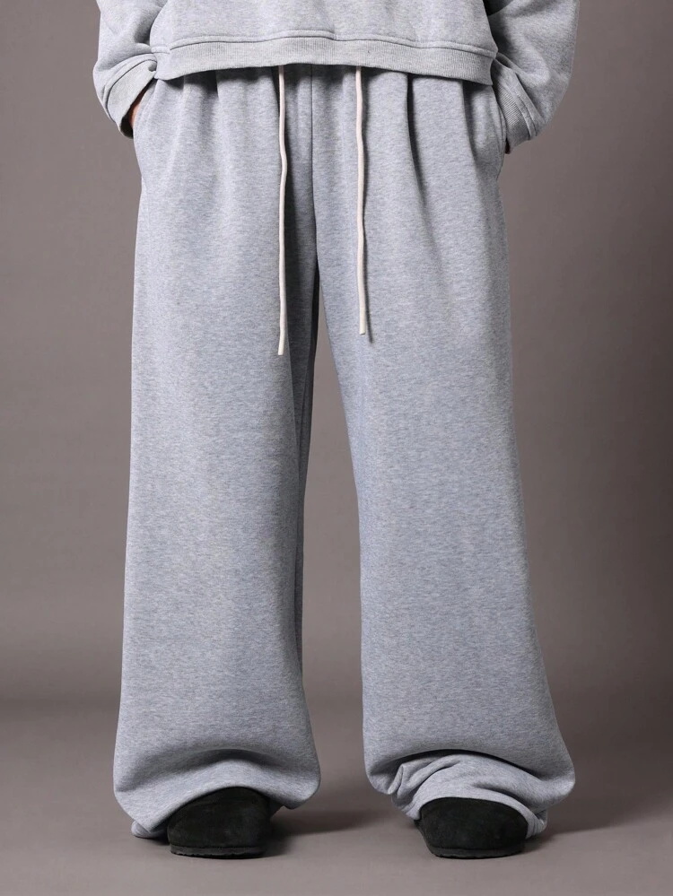 Pantaloni della tuta in pile oversize a gamba larga essenziali