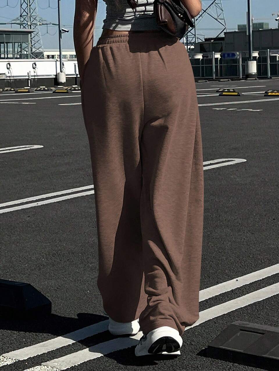 Women's Solid Color Loose Pleated Pants, Casual Sports Thermal Lined Thick Sweatpants For Autumn/Winter Women Joggers