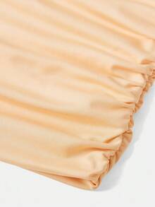 Tween Girl Minimalist Comfortable Ruched Elastic Fitted Camisole Fall Winter - Apricot - View 3