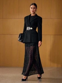 MOTF PREMIUM 羊毛双排扣西装外套（无腰带）