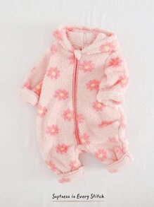 Cozy Pixies 女婴碎花印花保暖连帽长袖连体衣 - 彩色 - 查看 1