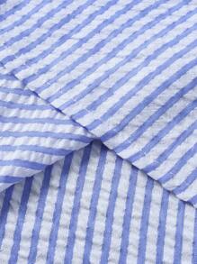 Calvornis Camisa casual de manga larga de un solo pecho con bolsillo y rayas para hombre, otoño - Azul y blanco - Ver 6