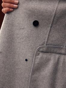 MOTF PREMIUM WOOL RHINESTONE DETAIL DOUBLE BREASTED PLACKET OVERCOAT - Grey - View 10