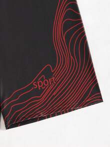 Surfspeed 男士字母条纹松紧腰休闲泳裤 - 黑色 - 查看 4