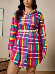 Zelara 大码女士冬季服装 女士航海休闲蓝白条纹及膝秋季连衣裙，带开领衬衫 淡蓝色连衣裙女士有袖连衣裙 蓝色返校节连衣裙 舒适棉质商务女士冬季连衣裙 女士休闲工作服 商务海军蓝服装连衣裙 - 彩色 - 查看 3