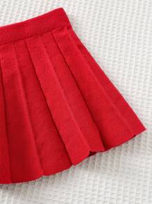 Cozy Pixies 2pcs Baby Girl Cherry Pattern Knitted Round Neck Long Sleeve Cardigan Top And Elastic Waist Skirt Set - Red - View 5