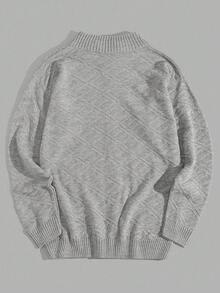 EURMUSE Men Rib Knit Button Front FW Fashion Regular Knitwear Cardigan - Grey - View 3