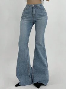 DAZY Women's Light Wash Flare Jeans - Light Wash - View 2