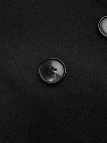 SHEIN Sweetro 秋冬大码休闲纯色双排扣连帽夹克 - 黑色 - 查看 6