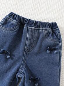 Cozy Pixies Baby Girl Bow Decor Elastic Waist Casual Pants, Versatile & Comfortable Fall Winter - Blue - View 8