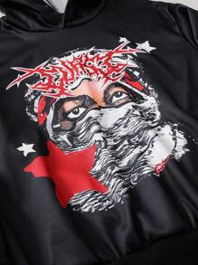 PAVTROS 2pcs/Set Tween Boy Street Graphic Print Hoodie And Sweatpants Athletic 2 Pieces Outfit, School, Campus, College Chic Outfits For Autumn/Winter - Black - View 5